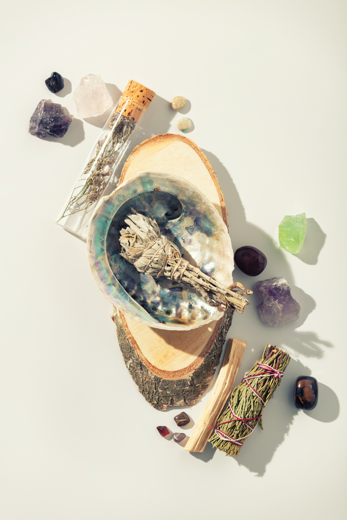 Healing Crystals, Palo Santo, White Sage Bundle on Abalone Sea S